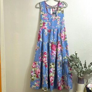 April Cornell Blue Pink Sleeveless Sundress